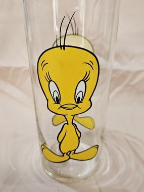1973 Pepsi Collector Series Clear Glass with Yellow Tweety Accents